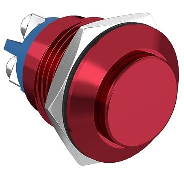 Red Anodized Aluminum AP Cancel Push Button, Normally Open, 5/8
